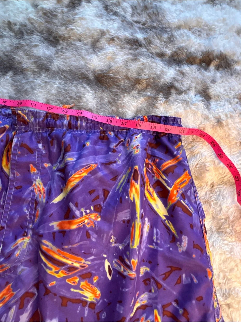 Joe Boxer Purple Swim Shorts with Orange and Yellow Surf Print